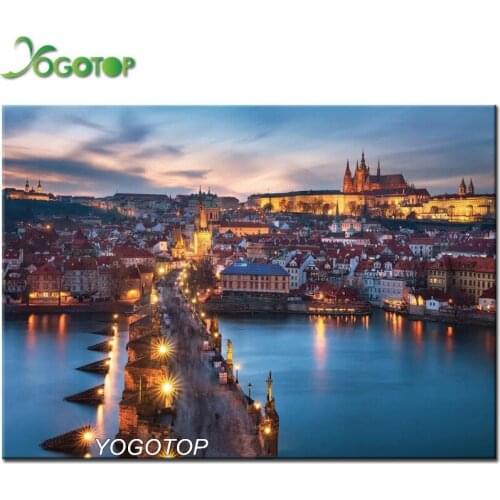 5D DIY Full Drill Diamond Painting Prague night view Cross Stitch diamond Embroidery Kits Living room bedroom decorations YY3398