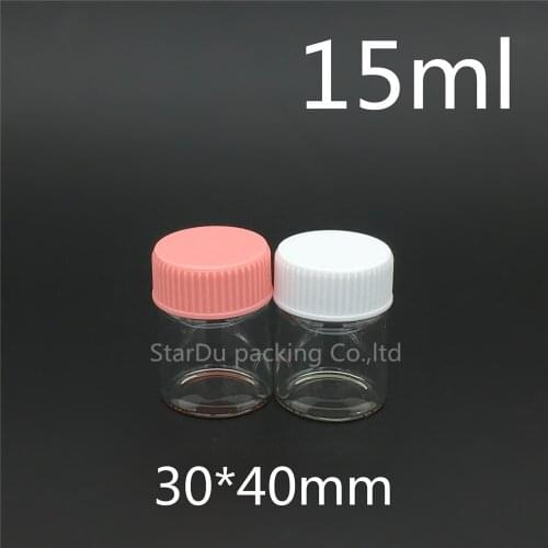 Free shipping 15pcs 30*40mm 15ml screw neck glass bottle with Plastic cap for vinegar or alcohol,carft/storage candy bottle