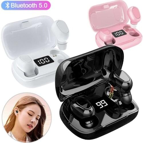 Earphones Wireless Mini In-ear Stereo Headset Earbuds with Microphone Power Display Charging Case for Cell Phones