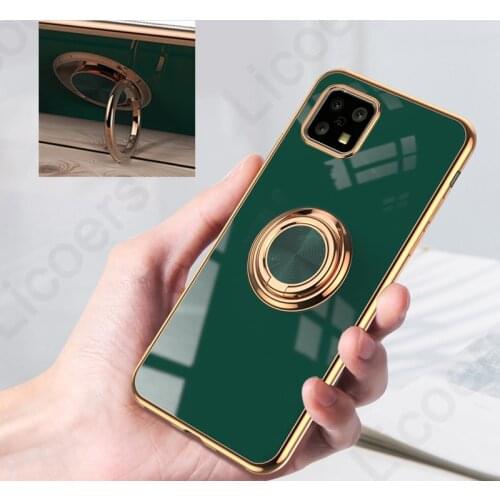 Case for Sharp Aquos Sense 4 6D Plating Magnetic Finger Ring Bracket Shockproof Shell Lens Protect Soft Silicone Back Cover Capa