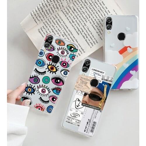 Phone case for huawei y5 y6 y7 y9 prime 2019 2018 Cute funny printed transparent clear soft silicone tpu back cover cases fundas