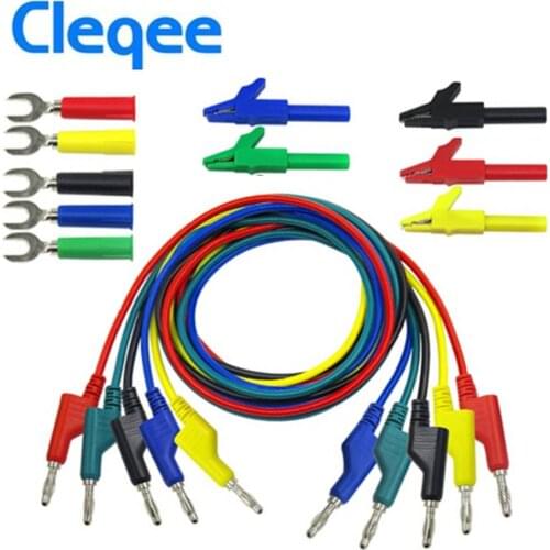 Cleqee P1036A 4mm Banana to Banana Plug Test Lead Kit for Multimeter Cable Match Alligator clip&U type test probe