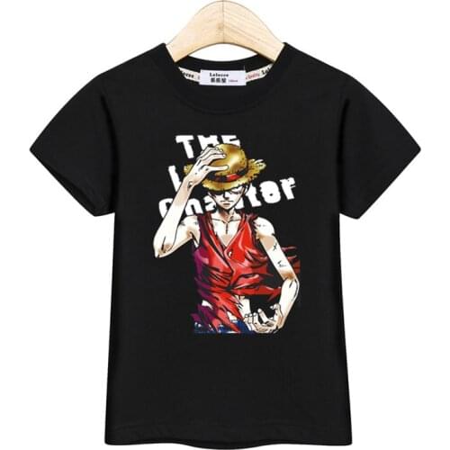 Aimi lakana kids clothes summer anime t-shirt boys fashion tops short sleeve cotton shirt teen boy luffy tees kid costumes