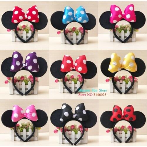 Disney Minnie Mouse Ears Kids Cartoon Headwear Hair Hand Accessories Kawaii Plush Toys Birthday Gift For Girls Fashion Toys Cute