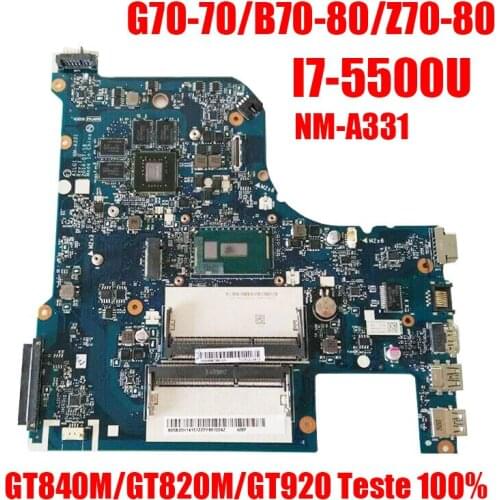 G70-80 For Lenovo G70-70 B70-80 Z70-80 I7-5500U motherboard AILG NM-A331 DDR3L com GT840M/GT820M/GT920 Teste 100% original
