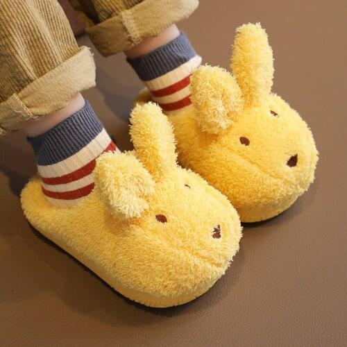 Baby Girls Cotton Slippers New Winter Childrens Cute Rabbit Slippers Boys Home Indoor Soft Bottom Non-slip Kids Slippers