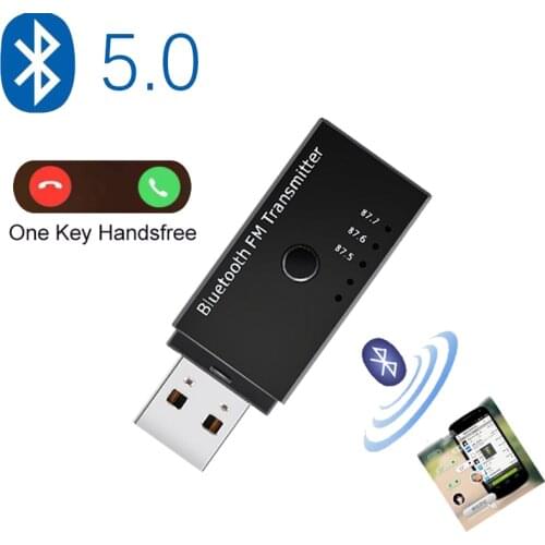 JINSERTA USB Bluetooth 4.2 FM Transmitter Wireless FM Modulator Car Bluetooth Kit Handsfree Music Player for iPhone Samsung