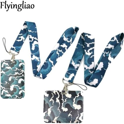 Kanagawa Hokusai Wave Lanyard Keys Phone Holder Funny Neck Strap With Keyring ID Card DIY Animal webbings ribbons Hang Rope