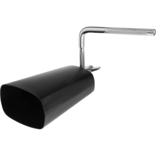 6 Inch Drum Cowbell Metal Steel Cattlebell Cowbell Black Finished Cow Bell Percussion Instruments for Drum Set with Mounting Rod