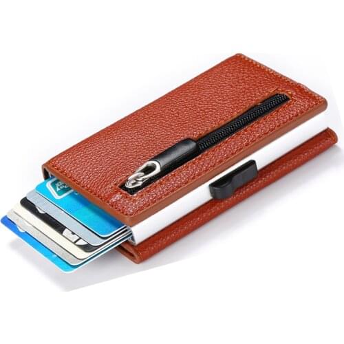 Bisi Goro RFID Business Credit Card Holder Metal Coin PurseTravel Card CaseSingle Box Aluminium Card Holder Wallet Men Women New