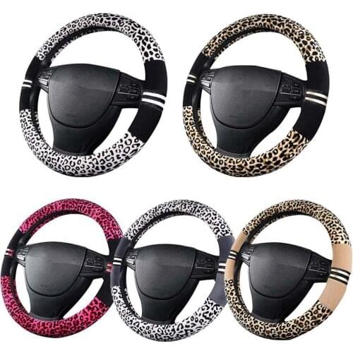 Car Steering Wheel Leopard Cover Auto Steering Wheel Braid On The Steering Wheel Cover Case Funda Volante Universal Accessories