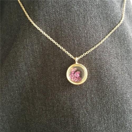 Lovely Cute Small Irregular Colorful Stone Sequin Inside Pendant Necklace For Women Gorgeous Rainbow Jewelry