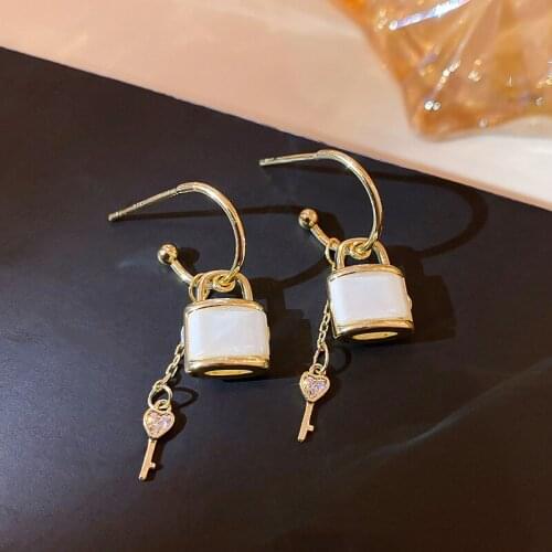 Fashion Lock Short Pendant Earrings Korean Style Personality New Jewelry