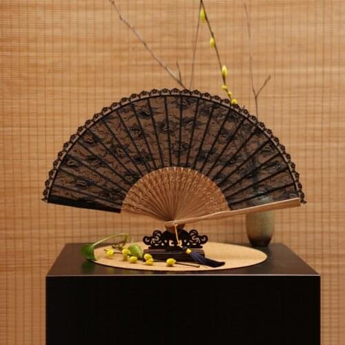 Wholesale Free shipping,Hot selling 100 pcs/lot Handmade Chinese Black Classical with Tassel For Gift Dancing Folding Fan