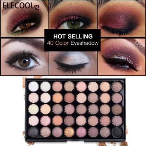 ELECOOL 40 Color Matte Eyeshadow Palette Earth Color Shimmer Glitter Earth Eye Shadow Powder Set Cosmetic Makeup Tools Make Up