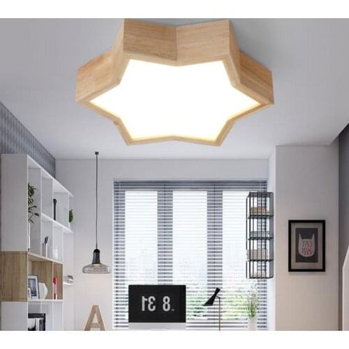 Five pointed star solid wood LED creative fashion living room study room childrens bedroom balcony wooden ceiling lamp LO817