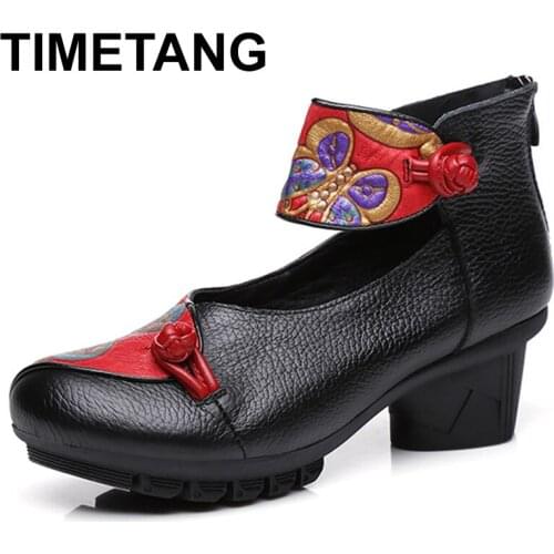 TIMETANGHandmade Cowhide Women Shoes Fashion High Heel Shoes 2020 New Genuine Leather Shoes Woman Fashion Pumps High Heels
