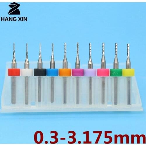 Solid Carbide Milling Cutter 0.3-3.175mm 10PCS CNC Wood Cutting Machine 3.175mm Corn Milling Cutter PCB Carving Knife