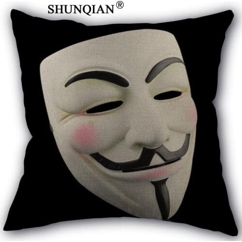 V for Vendetta Pillow Cover Custom Cotton Linen Decorative Pillows Covers Case For Textiles Chair 45x45cm one side A1017