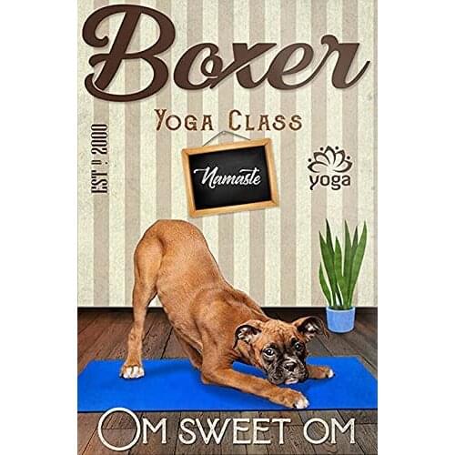 Funny Tin Sign Boxer Dog Signs Wall Art23 Poster Wall Plaque Decor Panel Retro Vintage Mural 8x12 Inch