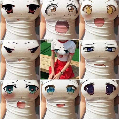 NEW STYLE Woman 3D Anime Cartoon Expression Straitjacket Big Eyes Short sleeves T-shirts