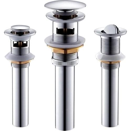 1pc Bathroom Lavatory Chrome Brass Basin Sink Drain Pop Up Grate Waste Drainer Waterlet Drains With Overflow Hole 6 styles