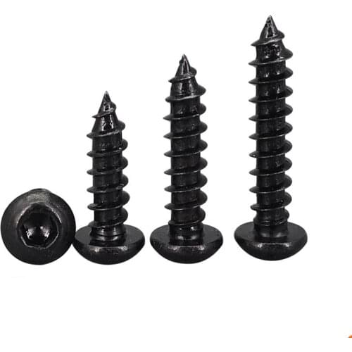 20pcs M5 8.8 level Allen round head screws hex socket pan screw self-tapping bolts carbon steel black color 16mm-40mm long
