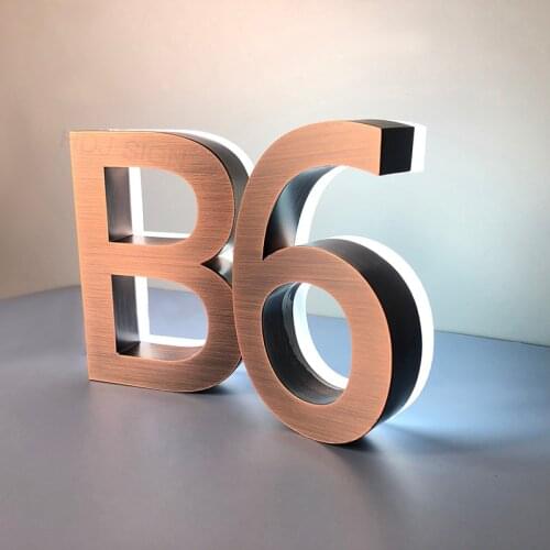 3D House Numbers Red bronze 0-9 ABC Outdoor Waterproof Home Hotel Door Plates Stainless Steel Custom Led Lettre Sign Address