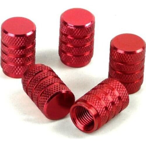 5 Pcs Red Aluminum Alloy Bicycle Valve Caps valve Closures Theftproof Car/Bike Tire Air Valve Caps Wheel Round Valve