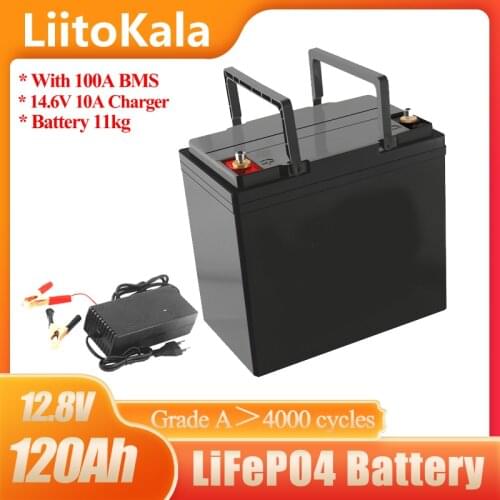 LiitoKala 12V 50Ah 60Ah 90Ah 100Ah 120Ah LiFePO4 Battery 12.8V 3000 Cycles For RV Campers Golf Cart Off-Road Off-grid Solar Wind