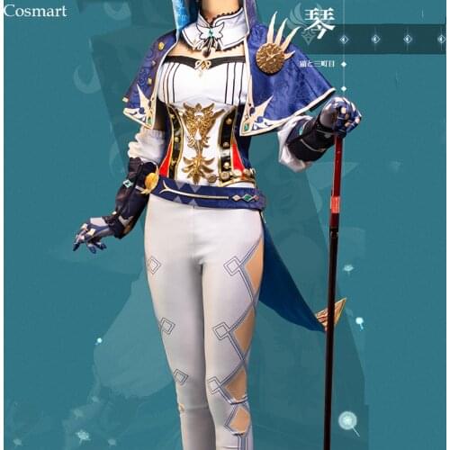 Anime Genshin Impact JEAN Qin Cosplay Costume Game Suit Uniform Halloween Party Outfit For Women Girls 2020 NEW