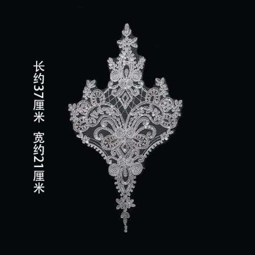 1 Piece French Lace Fabric Ivory Golden Embroidered Applique For Wedding Dress Accessories Handmade