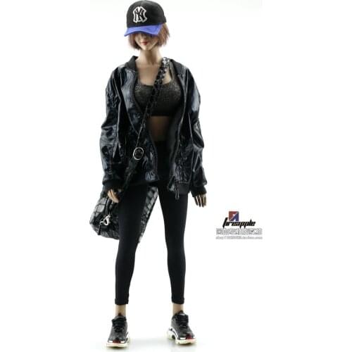 Best Sell In Stock Scale 1:6 Soldier Crocodile Pattern Patent Leather Glossy Sports Backpack Satchel Handbag For Collection