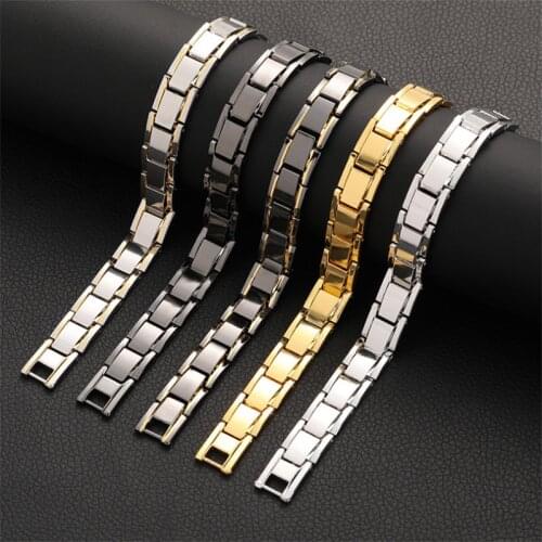 Luxury Mens Twisted Health Magnetic Bracelet Energy Therapy Women Mens Magnetic Hematite Titanium Steel Bracelet Detachable