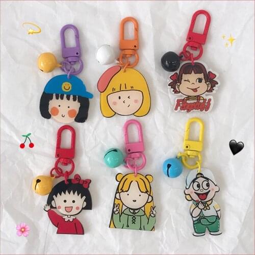Cartoon Childlike Key Chain Creative INS Cute Girl Milk Girl Bell Key Chain Pendant Key Headphones Box Pendant portachiavi donna