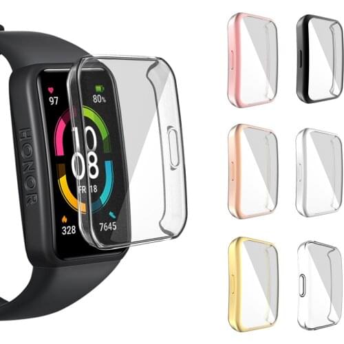 For Honor Band 6 Watch Case TPU Anti-fall Protective Cover Huawei Honor Band 6 Full Screen Protective Shell Frame Bumper Shell