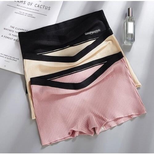 Women Safety Shorts Pants Seamless Thread Seamless Mid Waist Panties Underwear