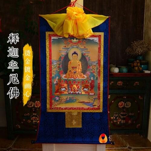 Wholesale Buddhist supplie HOME temple Efficacious protective talisman Buddhism Sakyamuni buddha Altar Thang-ga Thangka painting