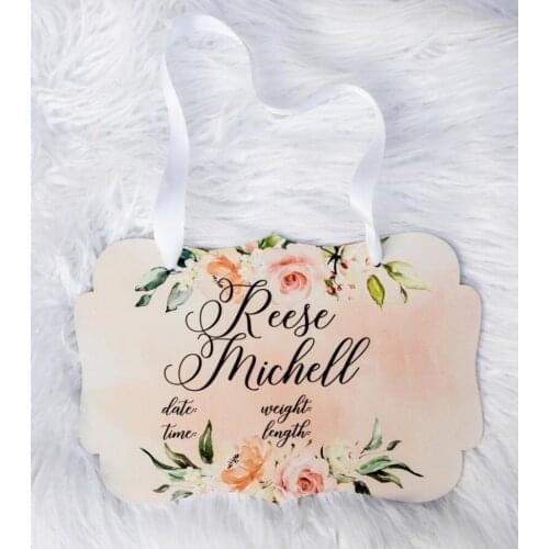 Customize New Baby Room Sign Hospital Door Baby Stats Sign for Birth Announcement Nursery Room Decor Personalized Newborn Sign