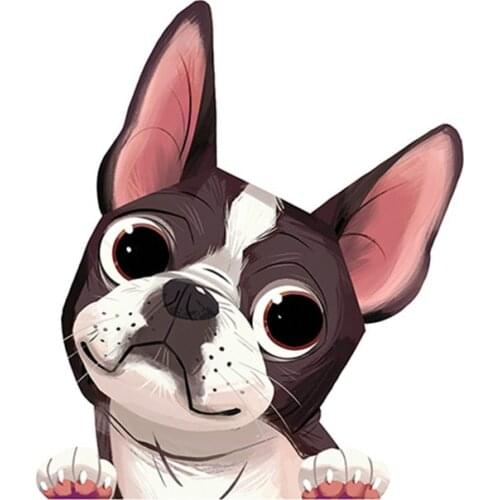 Boston Terrier Car Window Creativity Sticker Decal Cartoon Animal Car Stickers Waterproof Sunscreen Creative Accessories