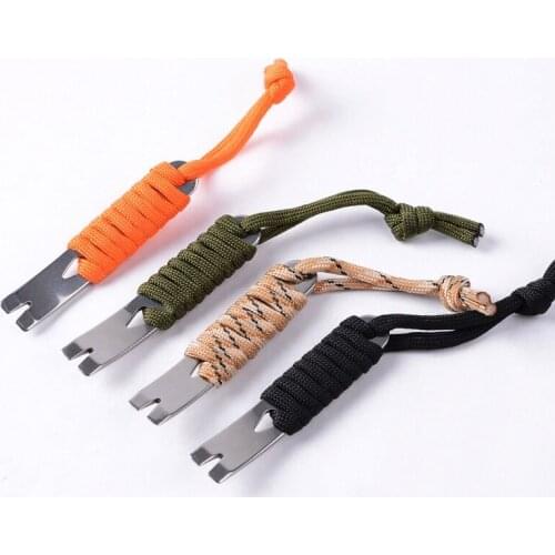 Camping Handmade Umbrella Preparation EDC Mini Pocket Version Stainless Steel Crowbars Crank-shaped Scraper Winder Nail Keychain