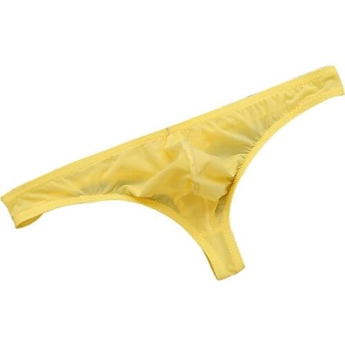 Mens G-strings & Thongs Solid Ice Silk Polyester T Underwears Underwear Panties Sexy Thong Shorts Raised Soft Трусы Мужские