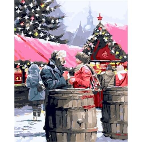 Gatyztory Christmas DIY Painting By Numbers Oil Painting HandPainted Canvas Colouring Home Decor Unique Gift 60x75cm