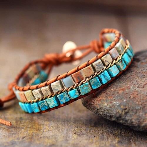 Unique New Boho Leather Wrap Bracelet Chain Weaving Statement Wristband Cuff Bracelet Jewelry Holiday Gifts for Women