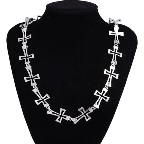 RJ Rock Singer Hollow Cross Necklace Punk Hip-Hop Trendy Belly Chains Steel Stainless Jewelry Accessories Gift