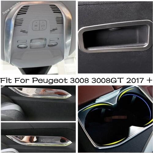 Gear Box Shift Sequins Panel Strip Cover Trim 2PCS Interior Accessories Fit For Peugeot 3008 3008GT 2017 - 2021 Stainless Steel
