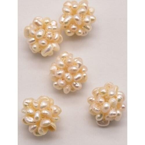 5 Pcs/Lot 14mm-15mm White Pure Natural Freshwater Pearl Ball Pendant Drop Ear Accessories Bulk Items Wholesale Lots JA0415