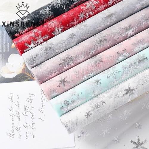 50cm*5m Christmas Frozen Mesh Decoration Hot Silver Snowflake Packaging Handmade Flowers Wrapping Paper Bouquet Floral Material