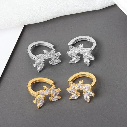 925 Sterling Silver Hoop Earrings For Women 1 Pair Charming Zircon Flower Earrings Gold Earrings Jewelry Party Engagement Gifts