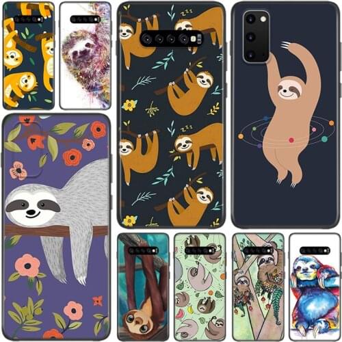 Grey Sloths and Flowers For Samsung Galaxy S21 S20 FE Ultra S10 S10E Lite 5G S9 S8 S7 S6 Edge Plus Phone Case